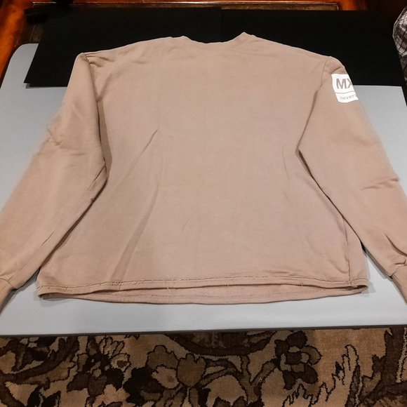 HM H&M Divided MXIIIC Never Say Never Tan Oversize Crew Neck Sweatshirt NEW Sz M - Picture 2 of 5